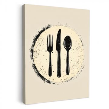 Canvas schilderij - Zwart - Bestek - Rondje