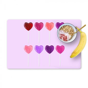 Placemat vinyl - Lolly - Hart - Roze - Snoep