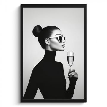 Poster met lijst - Vrouw - Champagne - Modern