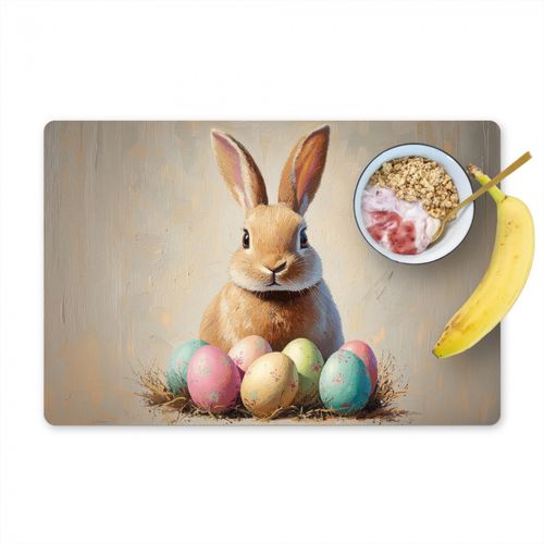 Placemat vinyl - Paashaas - Pastel - Eieren