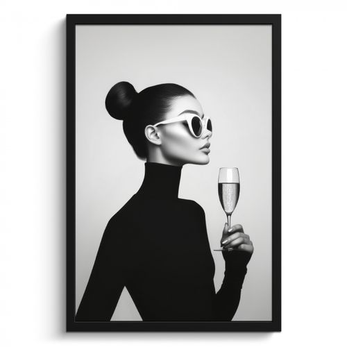 Poster met lijst - Vrouw - Champagne - Modern