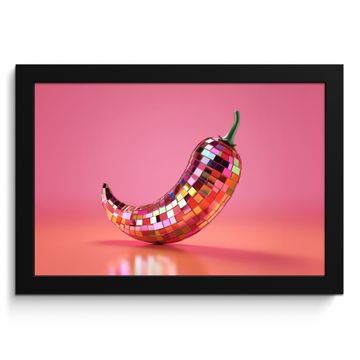 Poster met lijst - Peper - Disco - Rood - Glitter