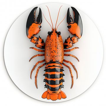 Muurcirkel - Kreeft - Zwart - Oranje - Wit - Uniek