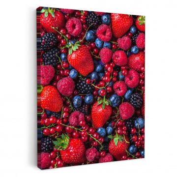 Canvas schilderij - Bosbessen- en Aardbeienmelange