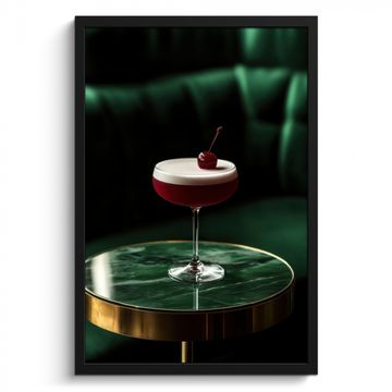 Poster met lijst - Kers - Cocktail - Rood - Marmer