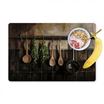 Placemat vinyl - Keukengerei - Rustiek - Tegels - Kruiden