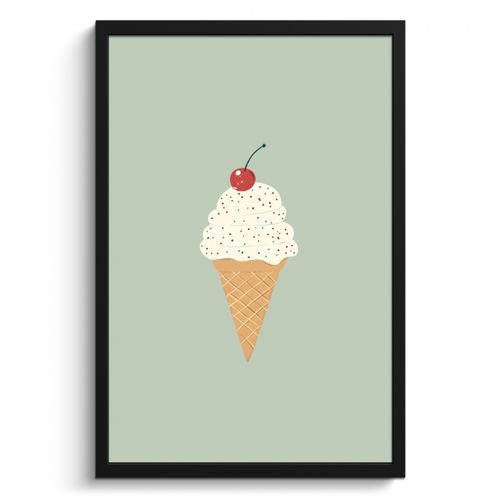 Poster met lijst - Illustratie - Ijsje - Spikkels - Kers