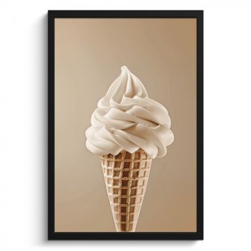 Poster met lijst - IJs - Softijs - Romig - Hoorntje - Beige