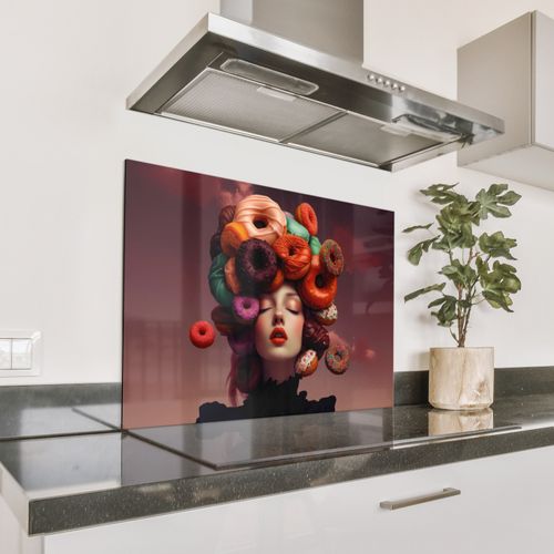 Spatscherm Aluminium - Vrouw - Donuts - Kleurrijk