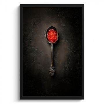 Poster met lijst - Zwart - Lepel - Caviar