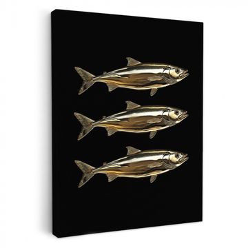 Canvas schilderij - Vissen - Goud - Zwart