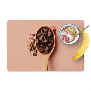 Placemat vinyl - Chocola - Hout - Lepel