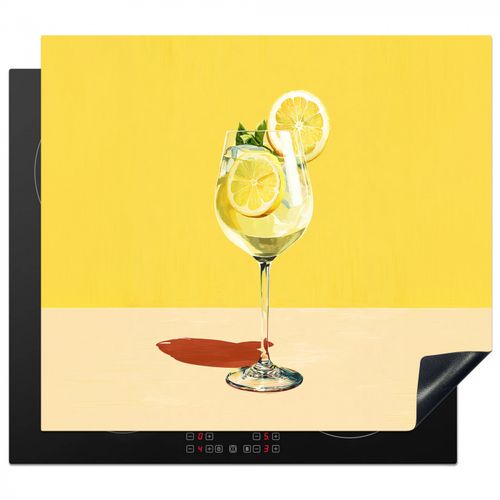 Inductie beschermer - Wijnglas - Citroen - Geel - Minimalistisch