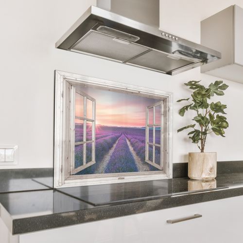 Spatscherm Aluminium - Lavendelvelden bij Zonsondergang