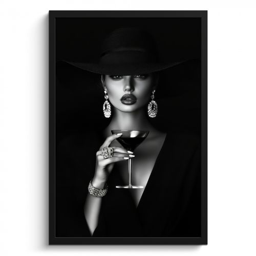 Poster met lijst - Vrouw - Cocktail - Chic