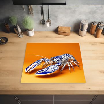 Inductie beschermer - Kreeft - Delftsblauw - Schild - Stoer - Oranje