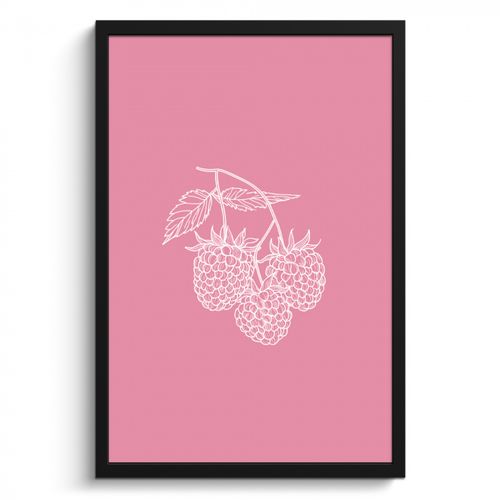Poster met lijst - Frambozen - Steel - Getekend - Roze