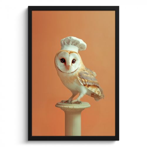 Poster met lijst - Kerkuil - Koksmuts - Oranje - Vogel