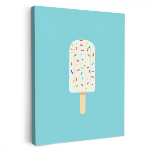 Canvas schilderij - Ijsje - Stokje - Sprinkles - Lichtblauw