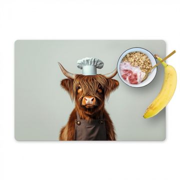 Placemat vinyl - Schotse Hooglander - Bruin - Hoorns - Kokskleding