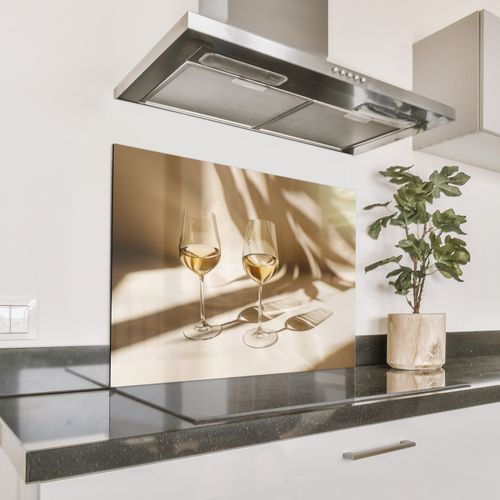 Spatscherm Aluminium - Wijn - Wijnglazen - Wit