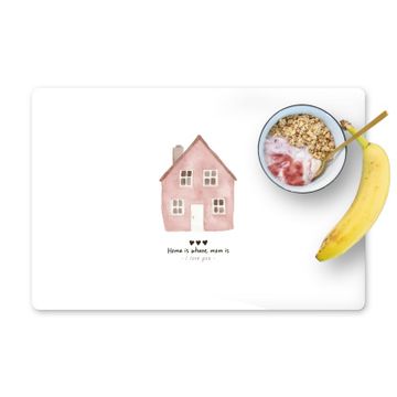Placemat vinyl - Huisje - Roze - Quote - Moeder