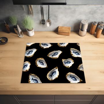 Inductie beschermer - Oesters - Vissen - Blauw - Goud