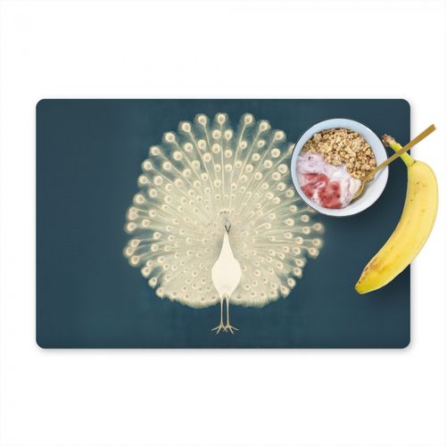 Placemat vinyl - Vogel - Blauw - Vintage