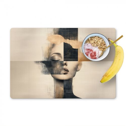 Placemat vinyl - Goud - Vrouw - Rechthoeken