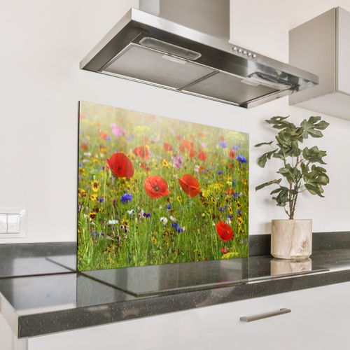 Spatscherm Aluminium - Bloeiend Veld in Zomergloed