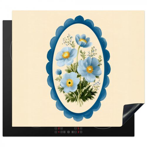 Inductie beschermer - Lijst - Bloemen - Lichtblauw - Illustratie