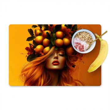 Placemat vinyl - Vrouw - Citroenen - Bloesem - Geel