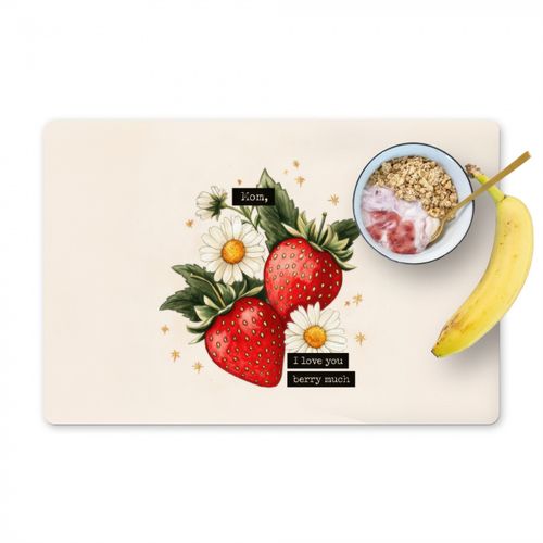 Placemat vinyl - Aardbeien - Madeliefjes - Quote - Sterretjes