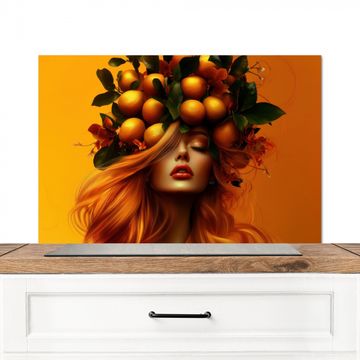Spatscherm Aluminium - Vrouw - Citroenen - Bloesem - Geel