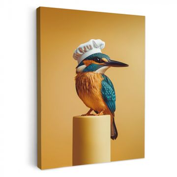 Canvas schilderij - Ijsvogel - Pilaar - Koksmuts - Vogel