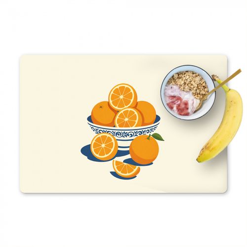 Placemat vinyl - Schaal - Minimalistisch - Oranje - Sinaasappels