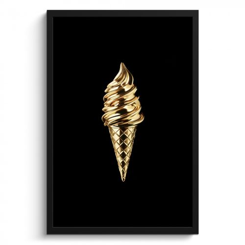 Poster met lijst - Ijs - Goud - Zwart - Eten
