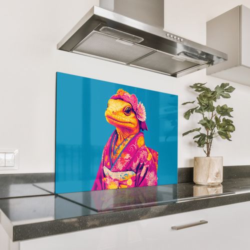Spatscherm Aluminium - Bloemenkrans - Hagedis - Kimono - Paars