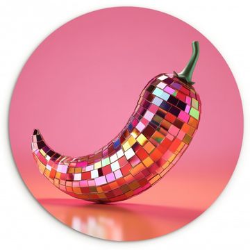 Muurcirkel - Peper - Disco - Rood - Glitter