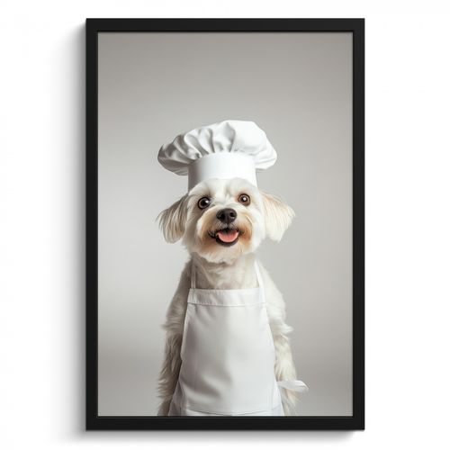Poster met lijst - Hond - Wit - Kok