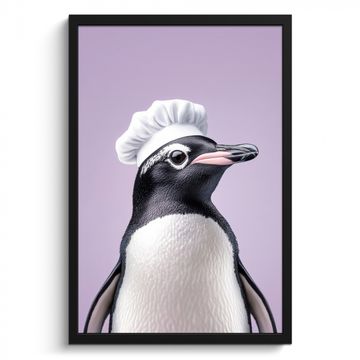 Poster met lijst - Pinguïn - Koksmuts - Lief - Paars