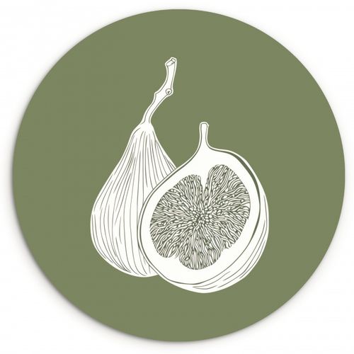 Muurcirkel - Vijgen - Minimalistisch - Getekend - Mosgroen