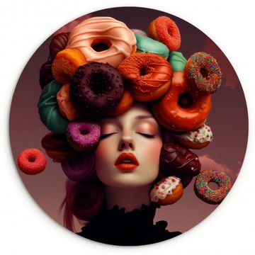 Muurcirkel - Vrouw - Donuts - Kleurrijk