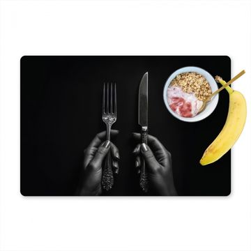 Placemat vinyl - Bestek - Zwart - Wit