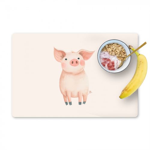 Placemat vinyl - Varken - Roze - Dier - Pastel kleuren