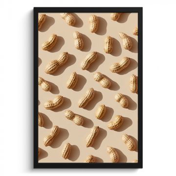 Poster met lijst - Pinda's - Patroon - Beige