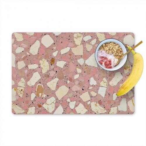 Placemat vinyl - Roze - Decoratie - Stenen - Terrazzo