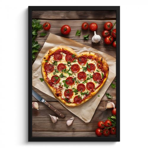 Poster met lijst - Pizza - Hart - Pepperoni - Tomaat