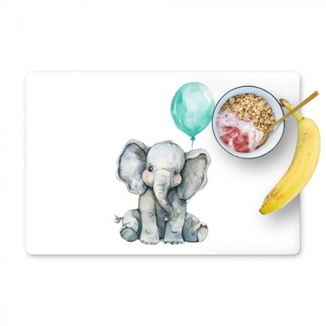 Placemat vinyl - Olifant - Baby - Dieren - Blauwe ballon