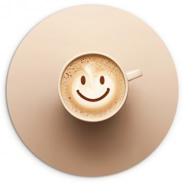 Muurcirkel - Koffie - Melkschuim - Lach - Beige